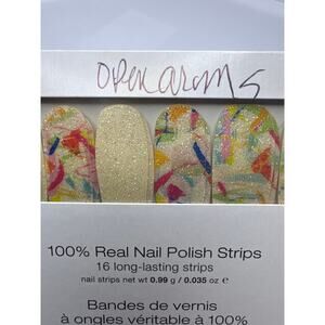 NWT Color Street “Open Arms” Glittery White With Abstract Designs Nail Strips